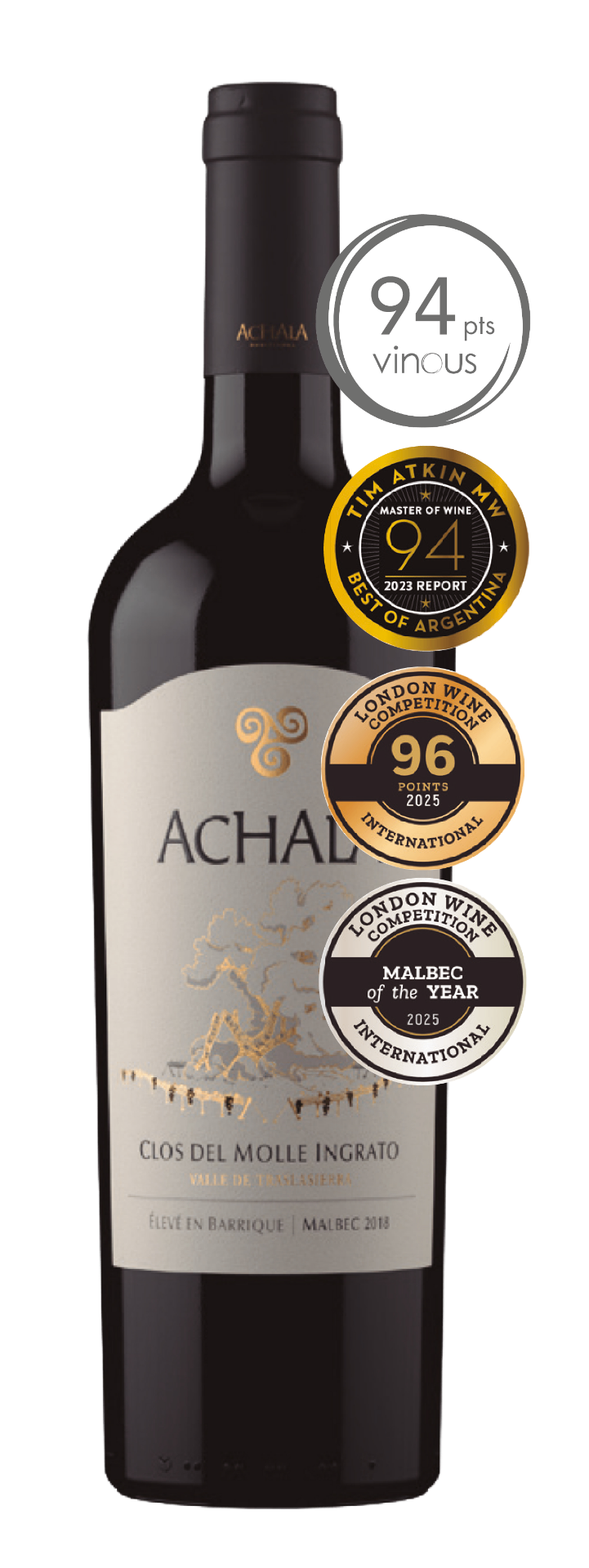 Clos del Molle Ingrato Malbec con medallas Vinous, Tim Atkin y London Wine Competition